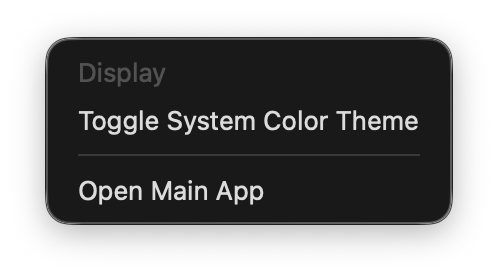 App Helper menu bar popover with display and open app actions.